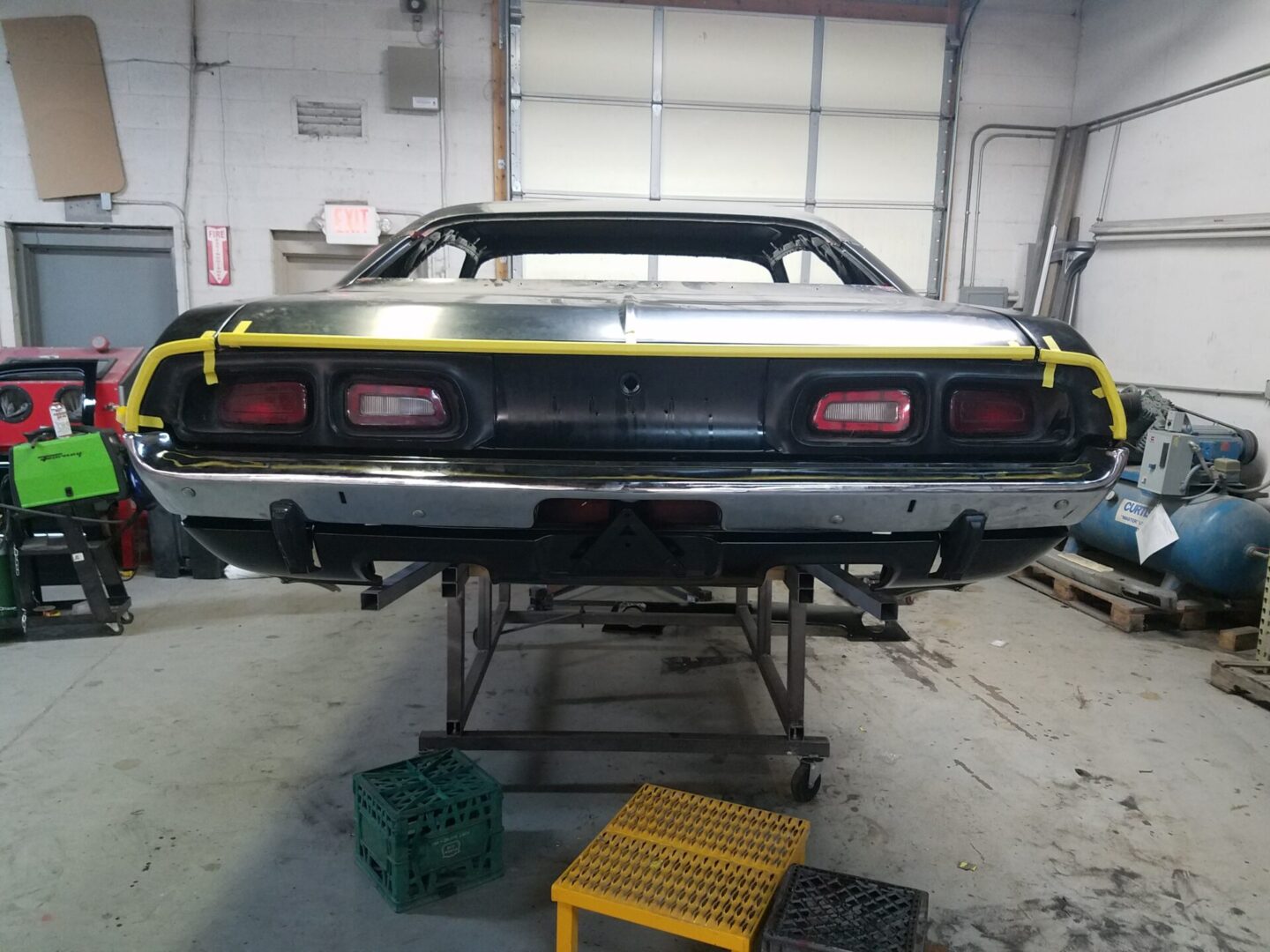 A rear view of the 1972 Dodge Challenger Rallye