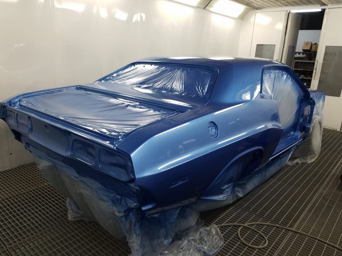 A blue pain over 1972 Dodge Challenger Rallye