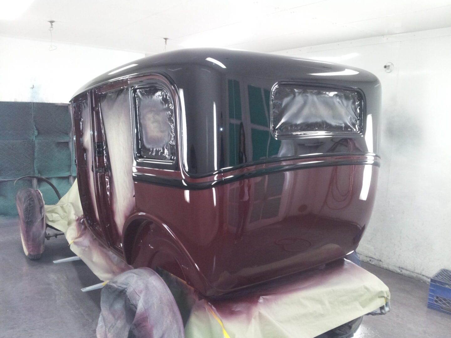 A partially completed 1930 Chevrolet paint job