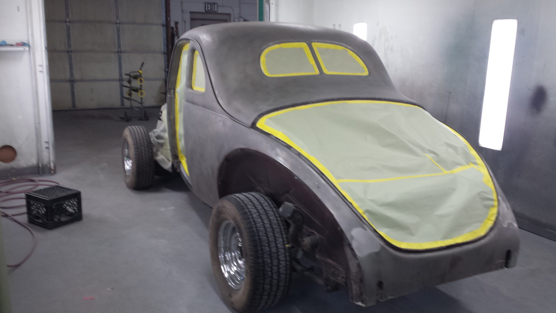 A 1940 Ford model going on a paint job