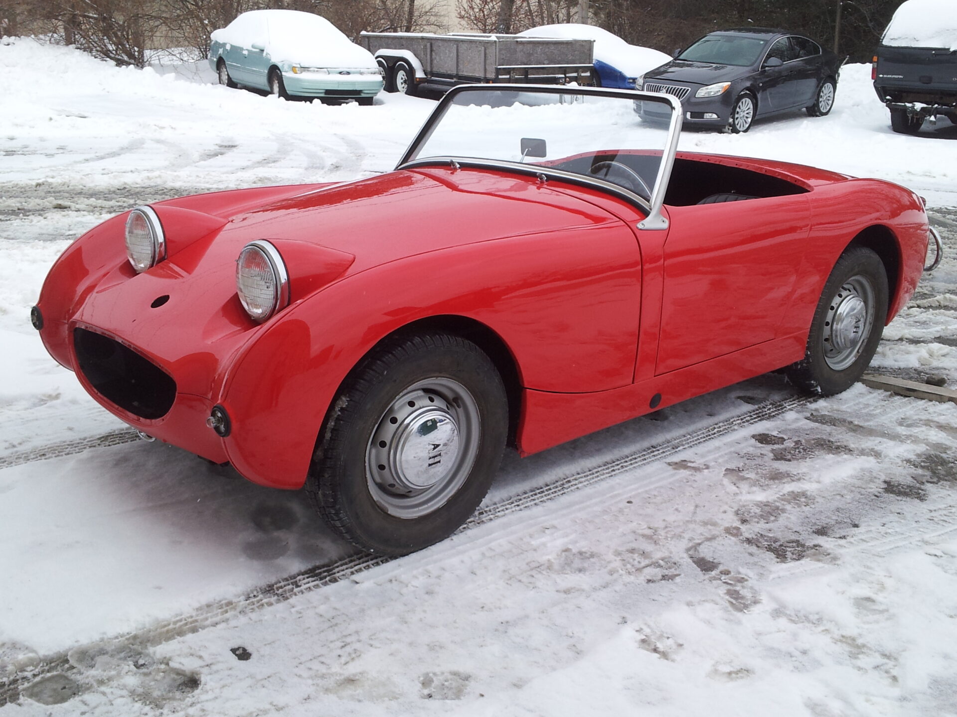 A completed 1959 Austin Healey in the snow