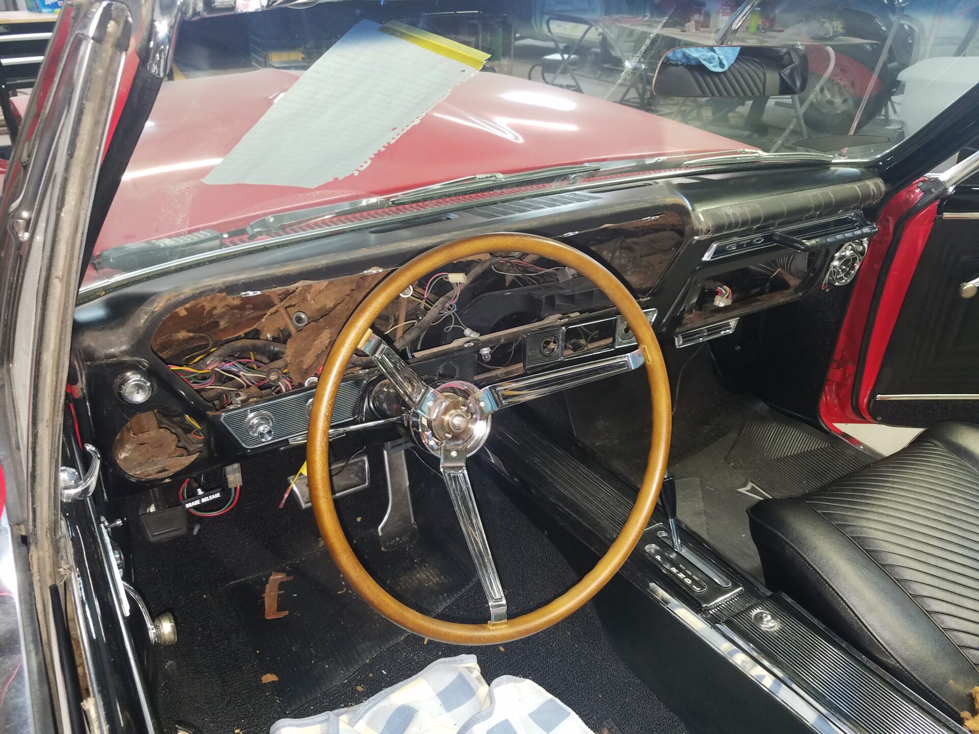 A disassembled compartment of the 1965 Pontiac GTO