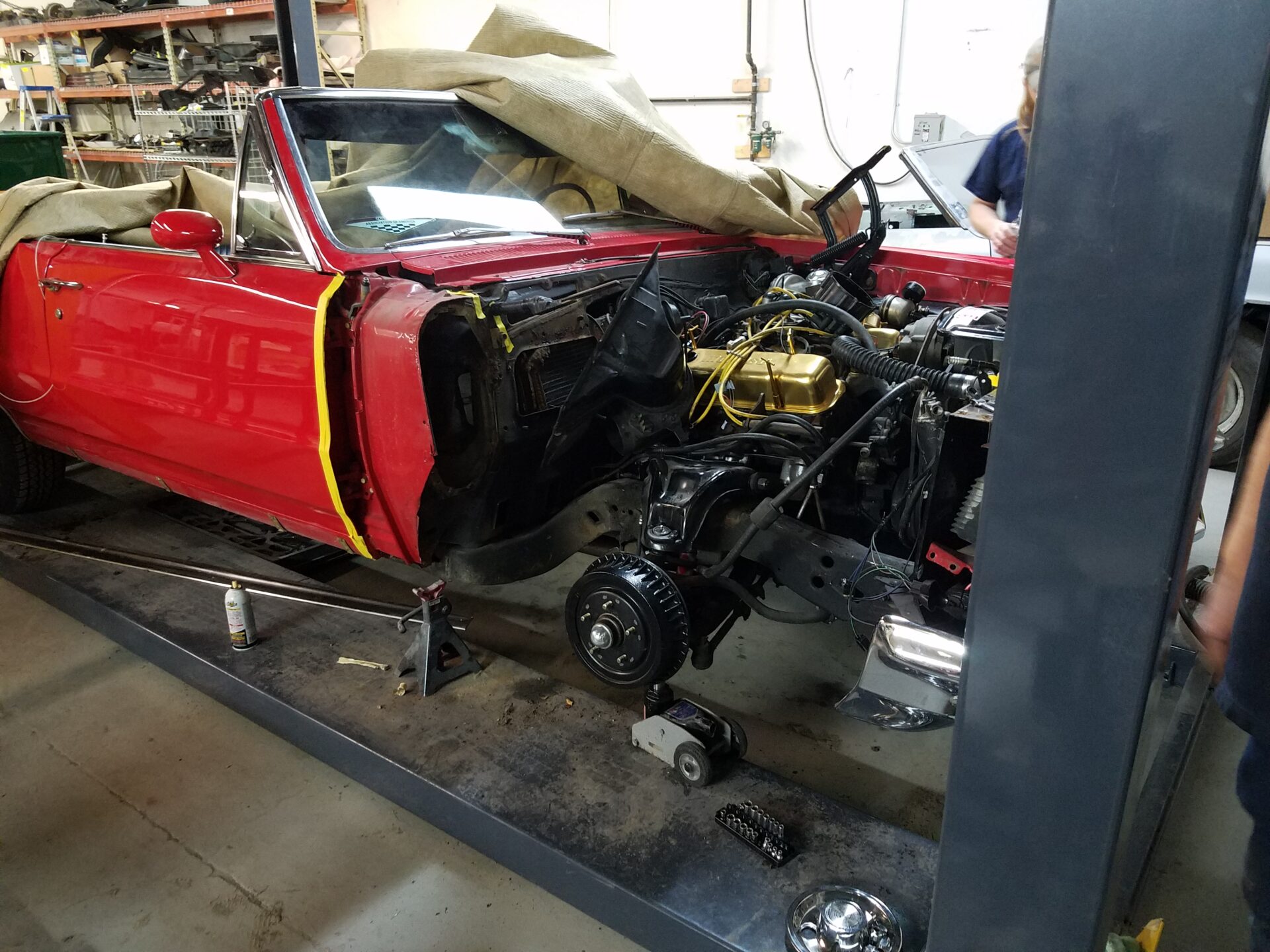 A 1965 Pontiac GTO undergoing restoration