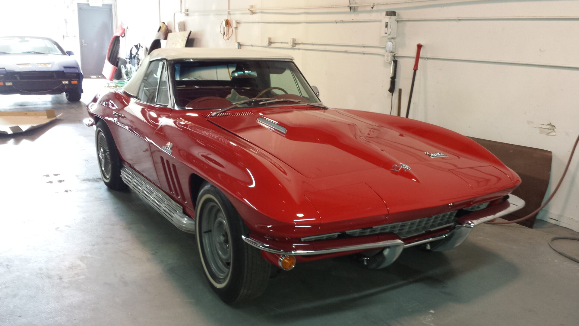 A newly painted red 1966 Corvette