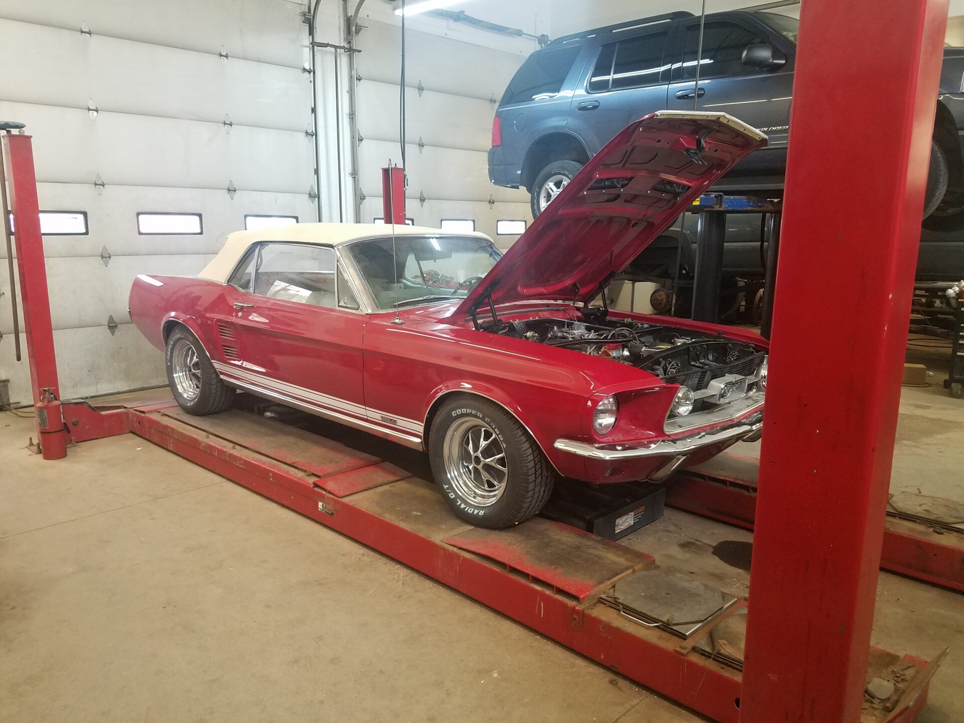 An assembled and painted 1967 Ford Mustang Convertible
