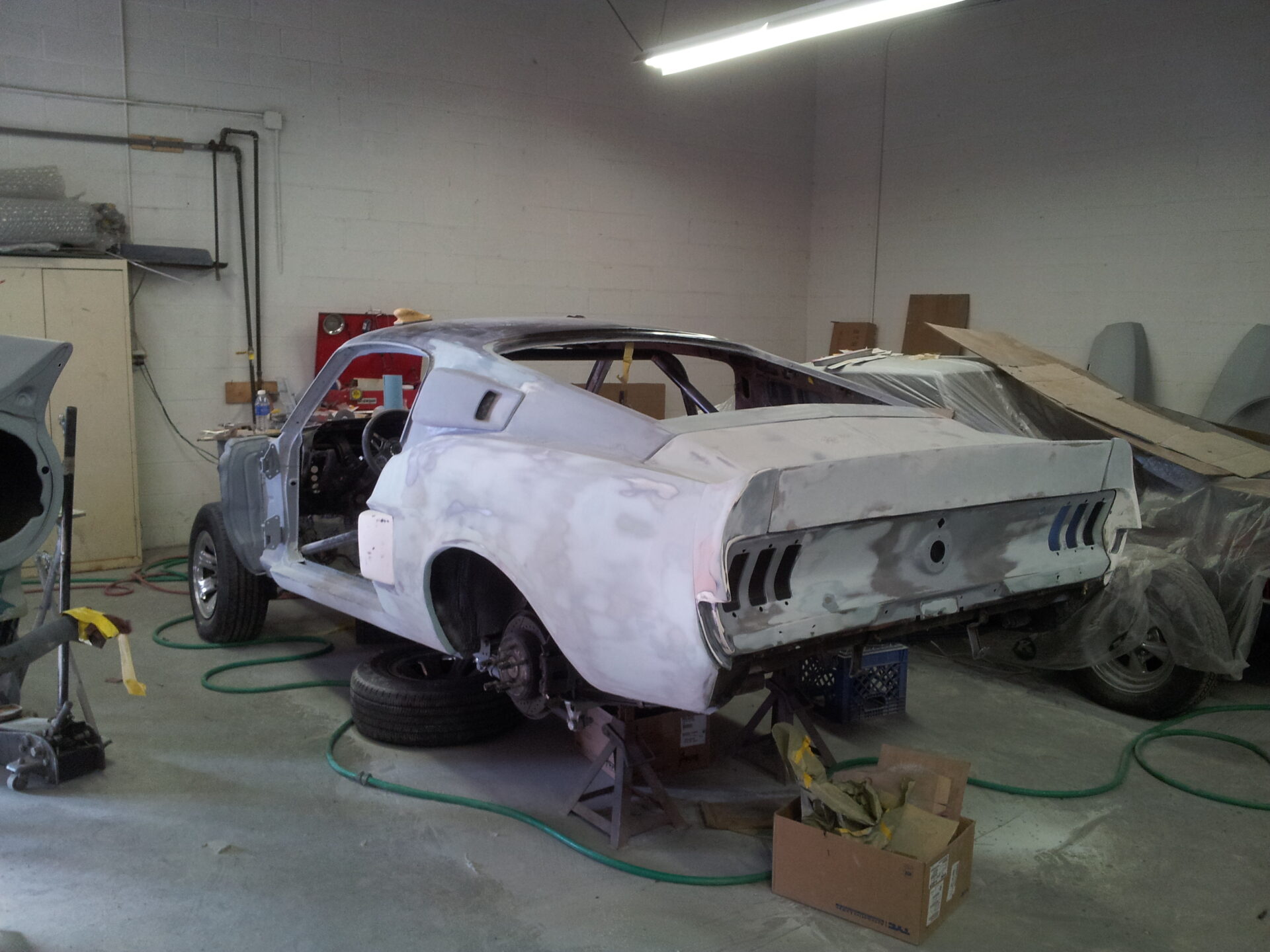 A 1967 Ford Mustang Fastback going under restoration