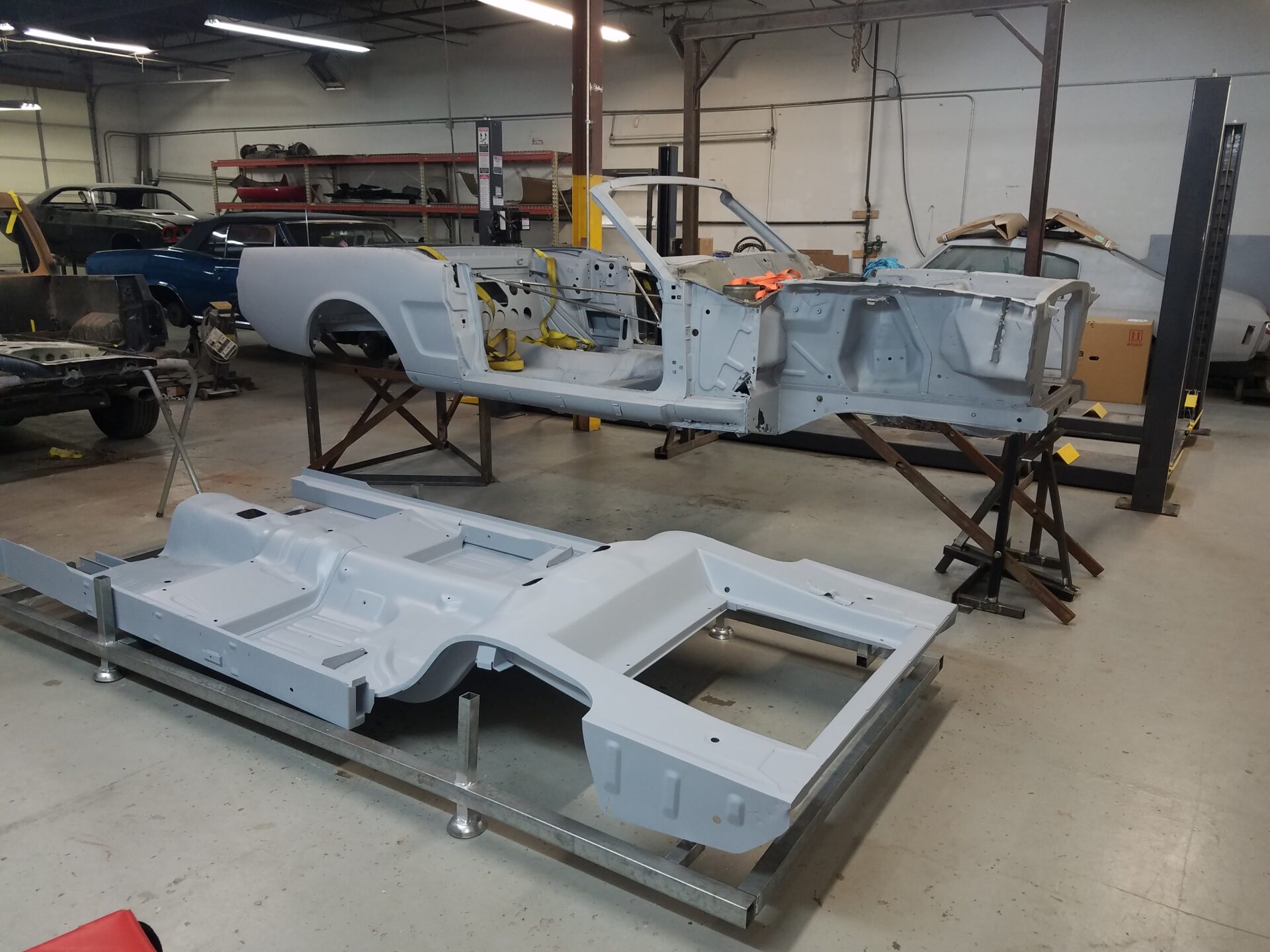 Separated frames of the 1966 Ford Mustang Convertible