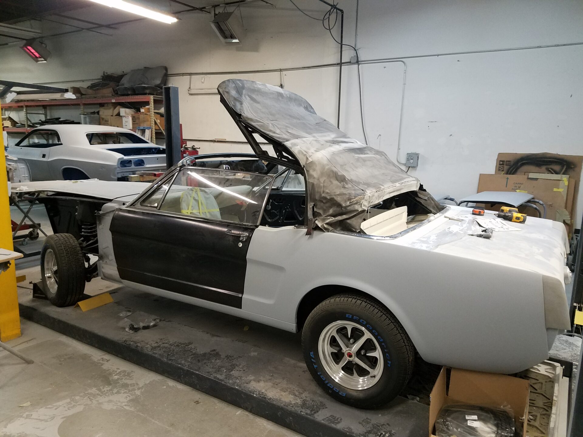 restoring the roof and front of the 1966 Ford Mustang Convertible
