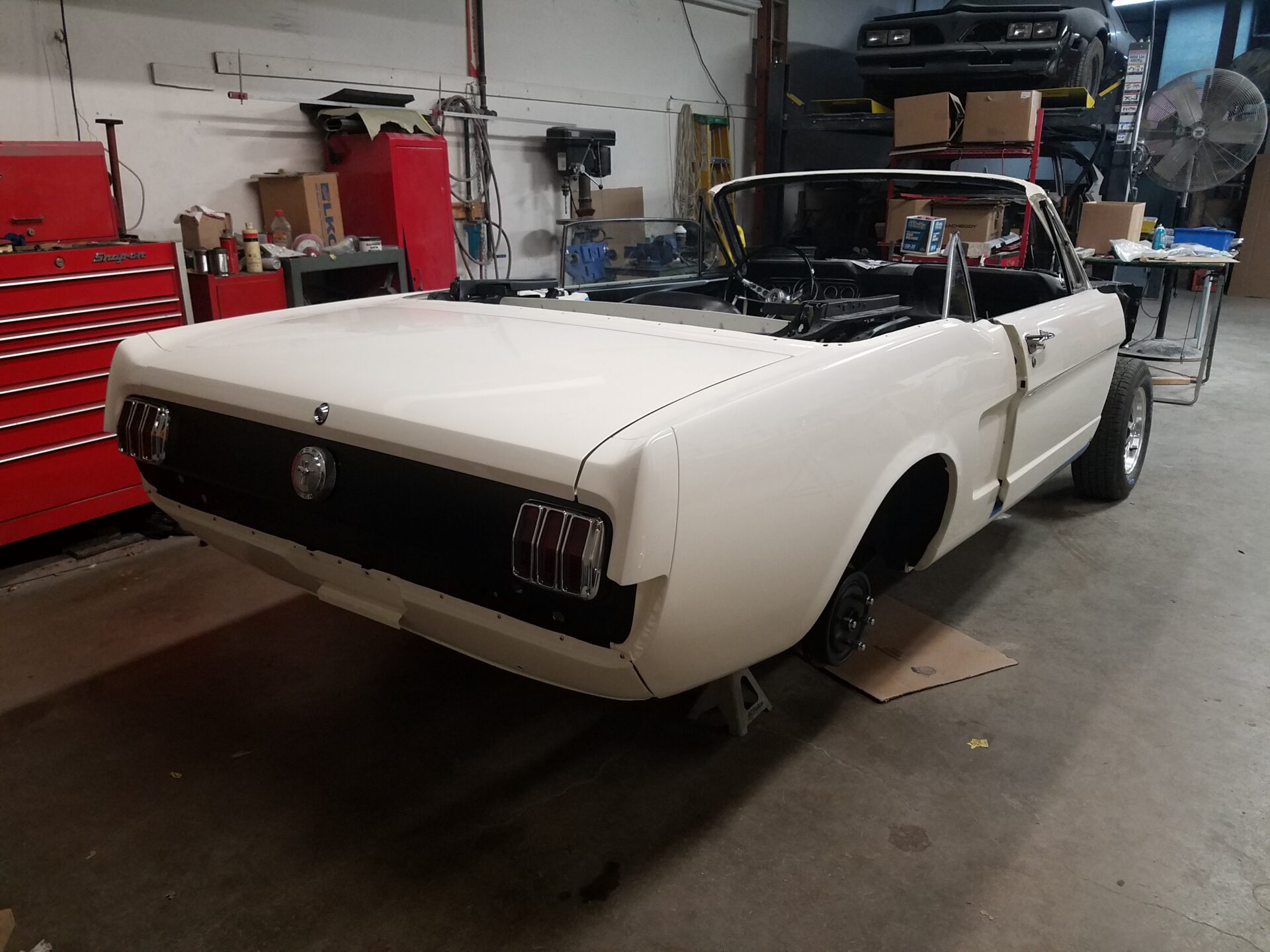 A restored rear side of the 1966 Ford Mustang Convertible