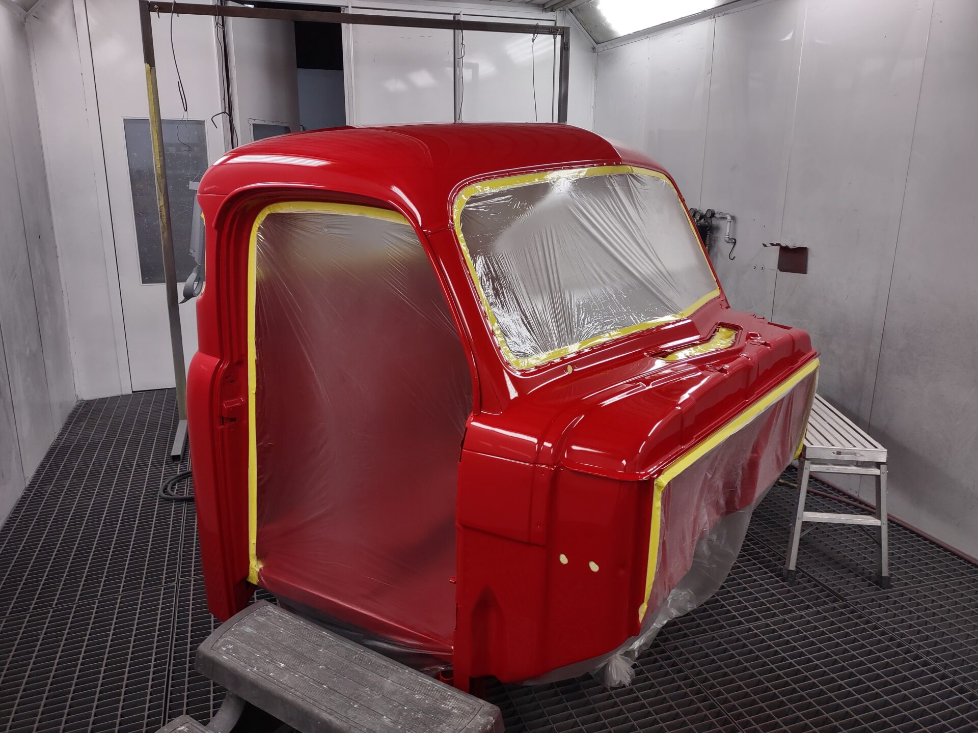 A newly painted 1952 Dodge B3B body frame