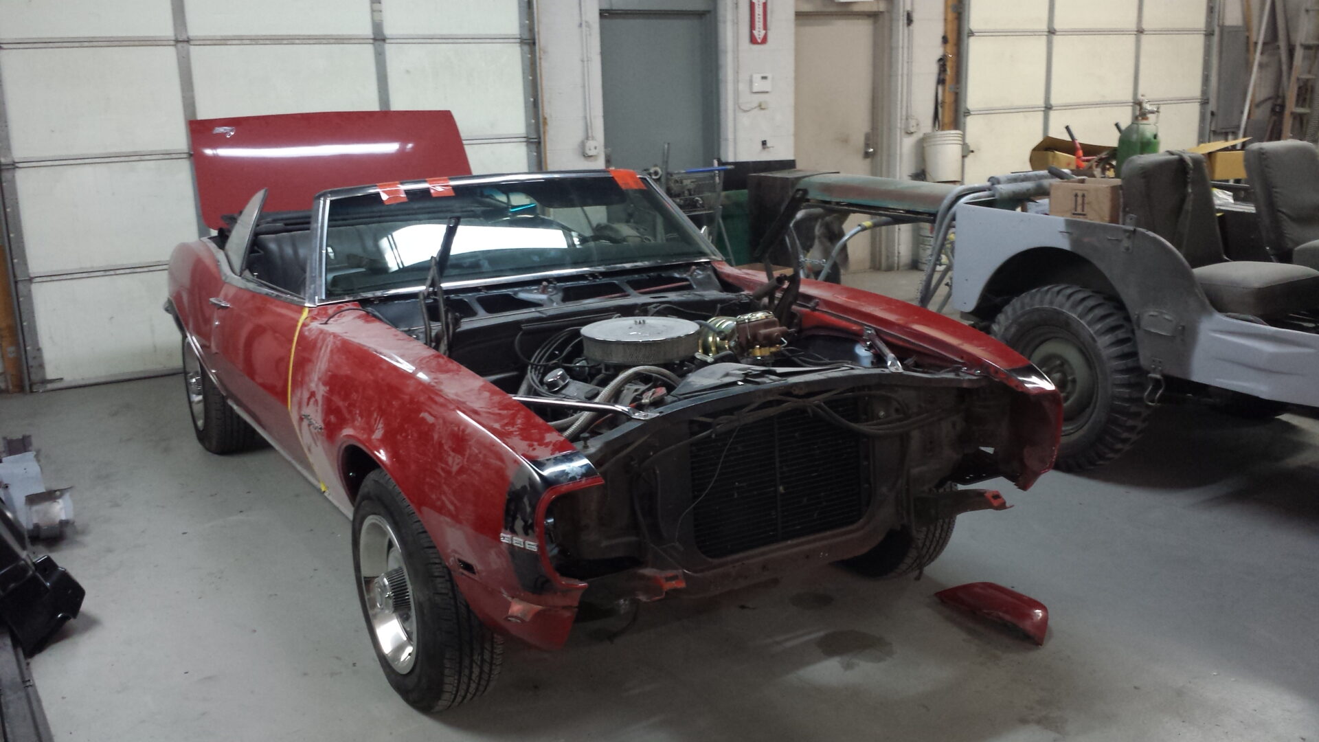 A partially disassembled 1968 Chevy Camaro