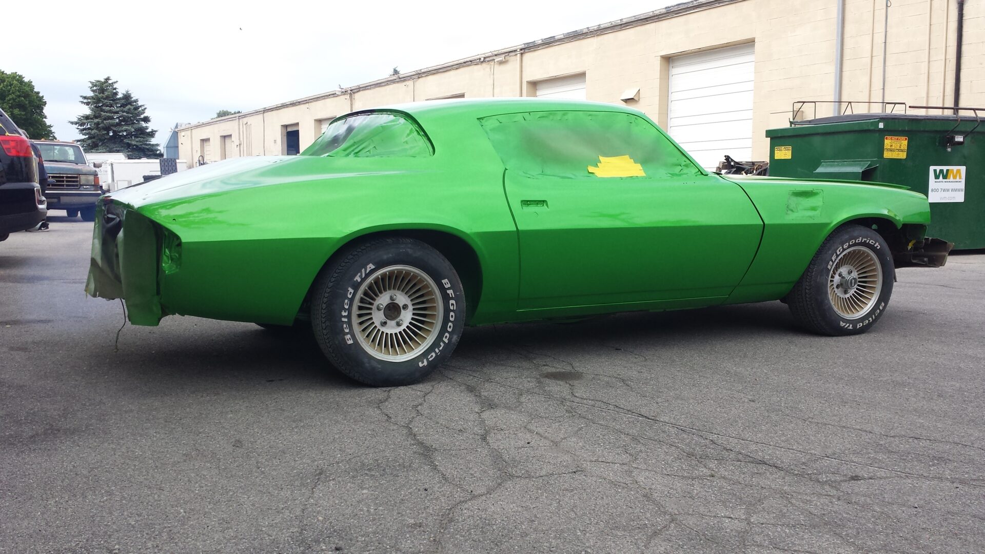 A 1978 Chevy Camaro Z28 with fresh green paint