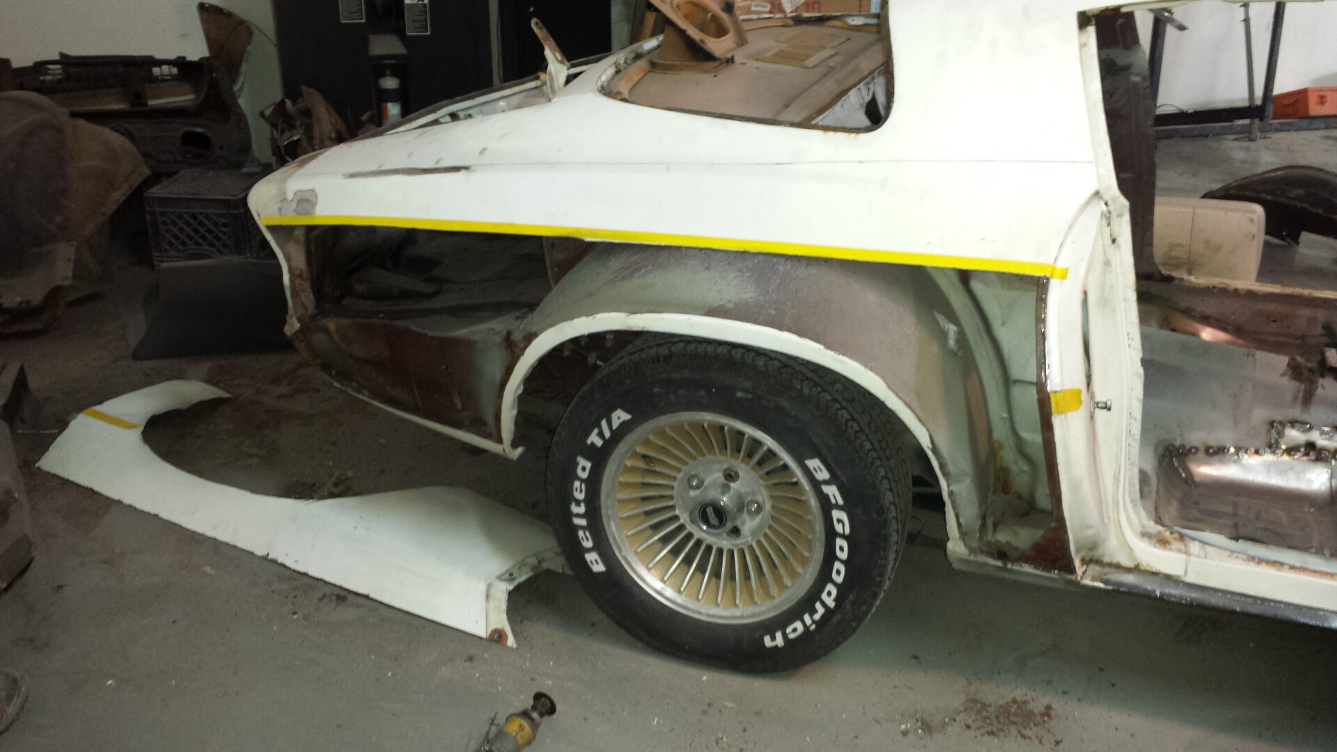 A removed portion of the 1978 Chevy Camaro Z28