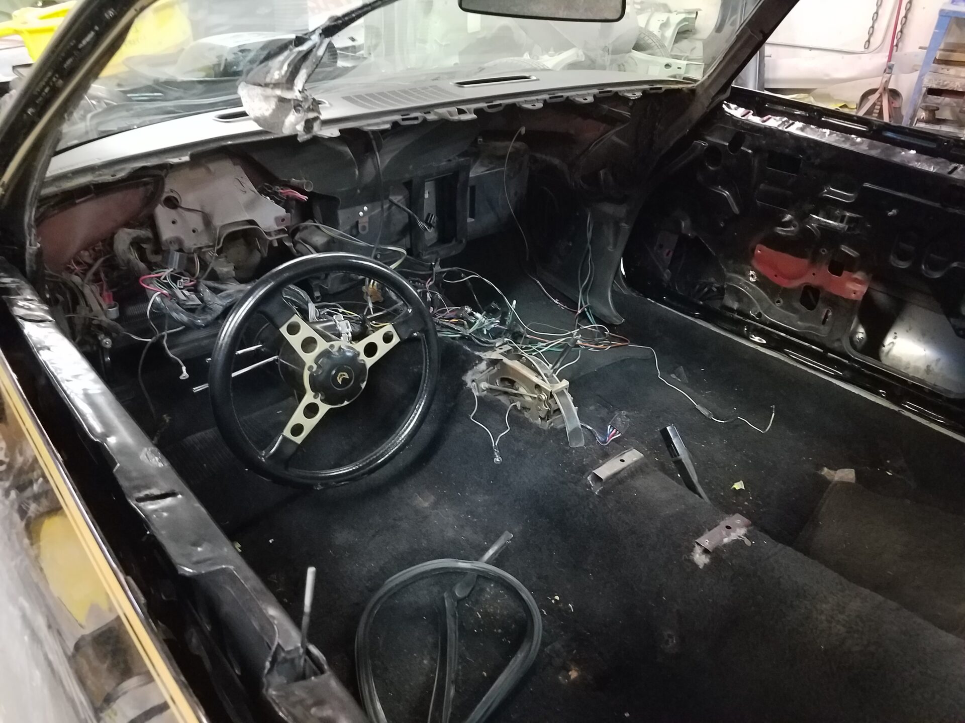 A 1976 Pontiac Trans Am S/E interior under restoration
