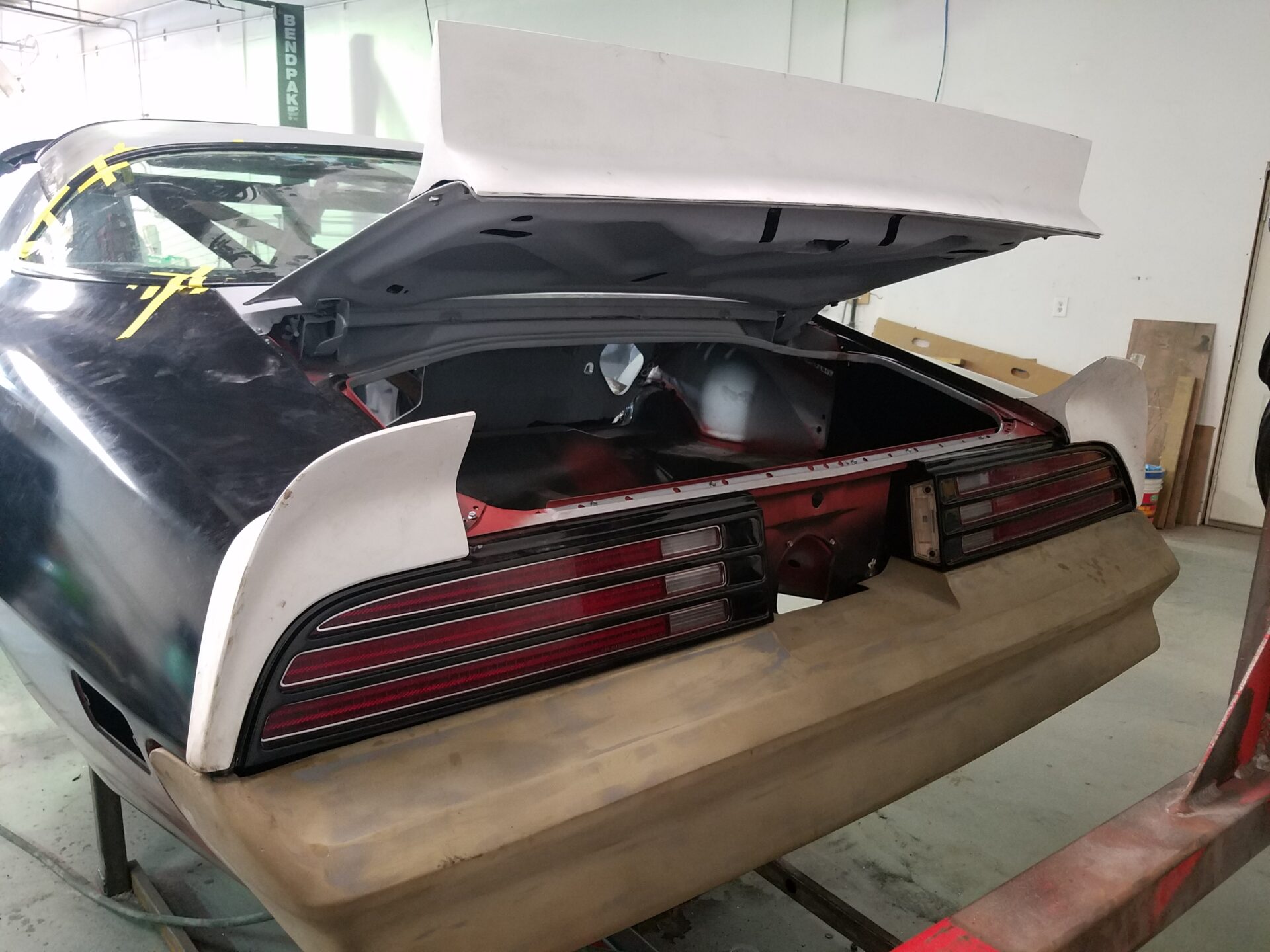 A look at the trunk lid of the1976 Pontiac Trans Am S/E