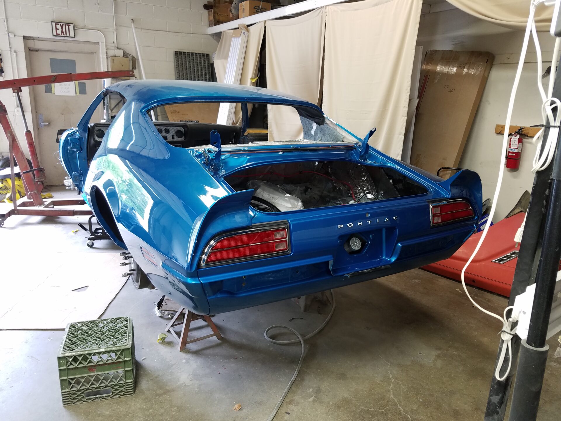 The trunk of the 1971 Pontiac Trans Am being restored