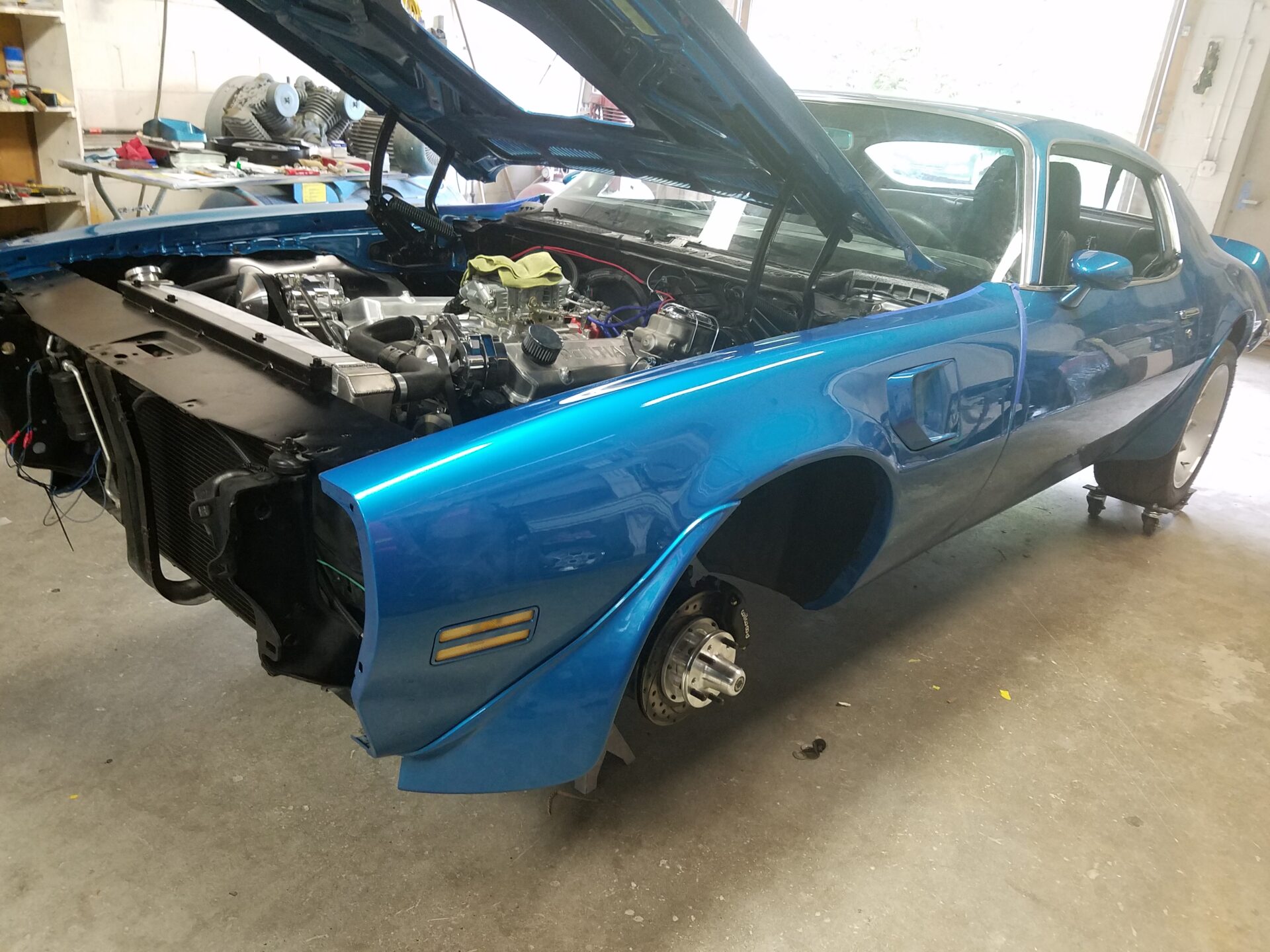 The hood attached to the 1971 Pontiac Trans Am