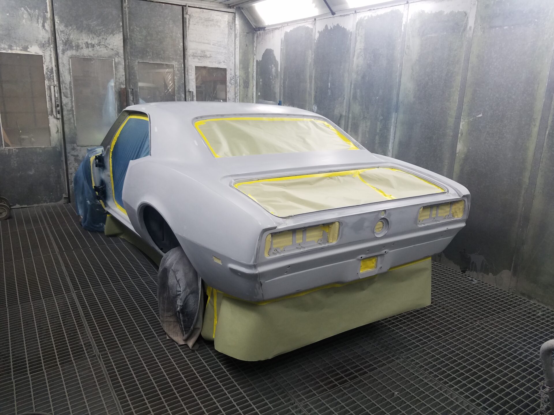 A 1968 Chevy Camaro SS getting a paint job