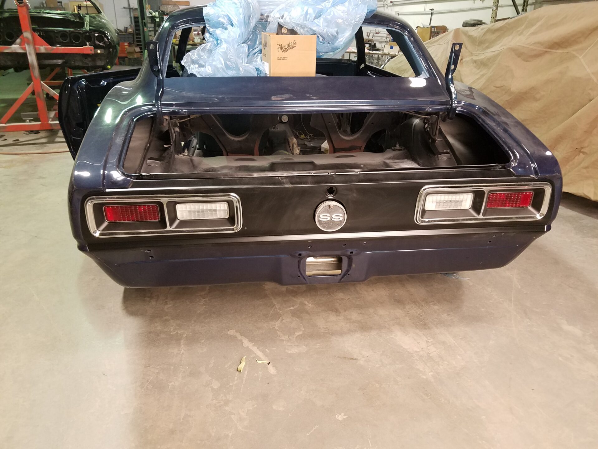 A trunk of the 1968 Chevy Camaro SS without a door