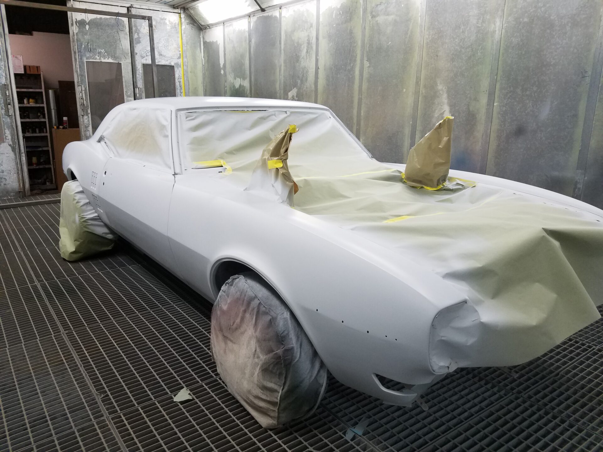 A 1968 Pontiac Firebird coated for paint job