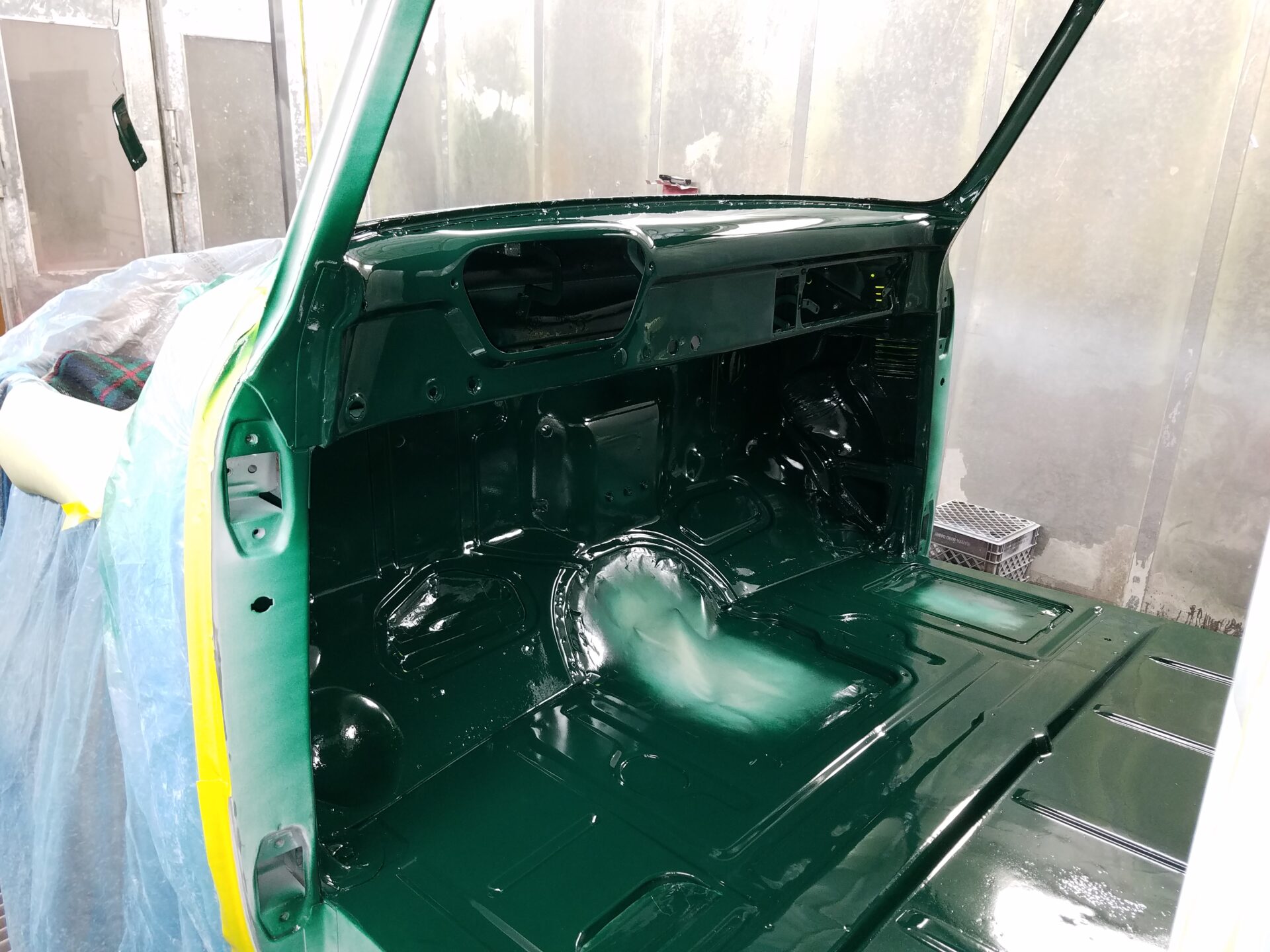 A newly painted 1953 Ford F100 flooring